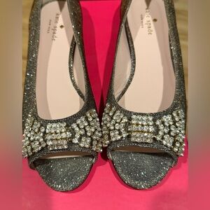 Kate Spade Vanna Bronze Lurex Glitter
Peep Toe Flats-Size 7-BNIB